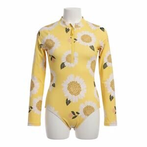 Carter’s Kid Girls Size 8/8A Yellow Sunflower Rash Guard One Piece Swimsuit